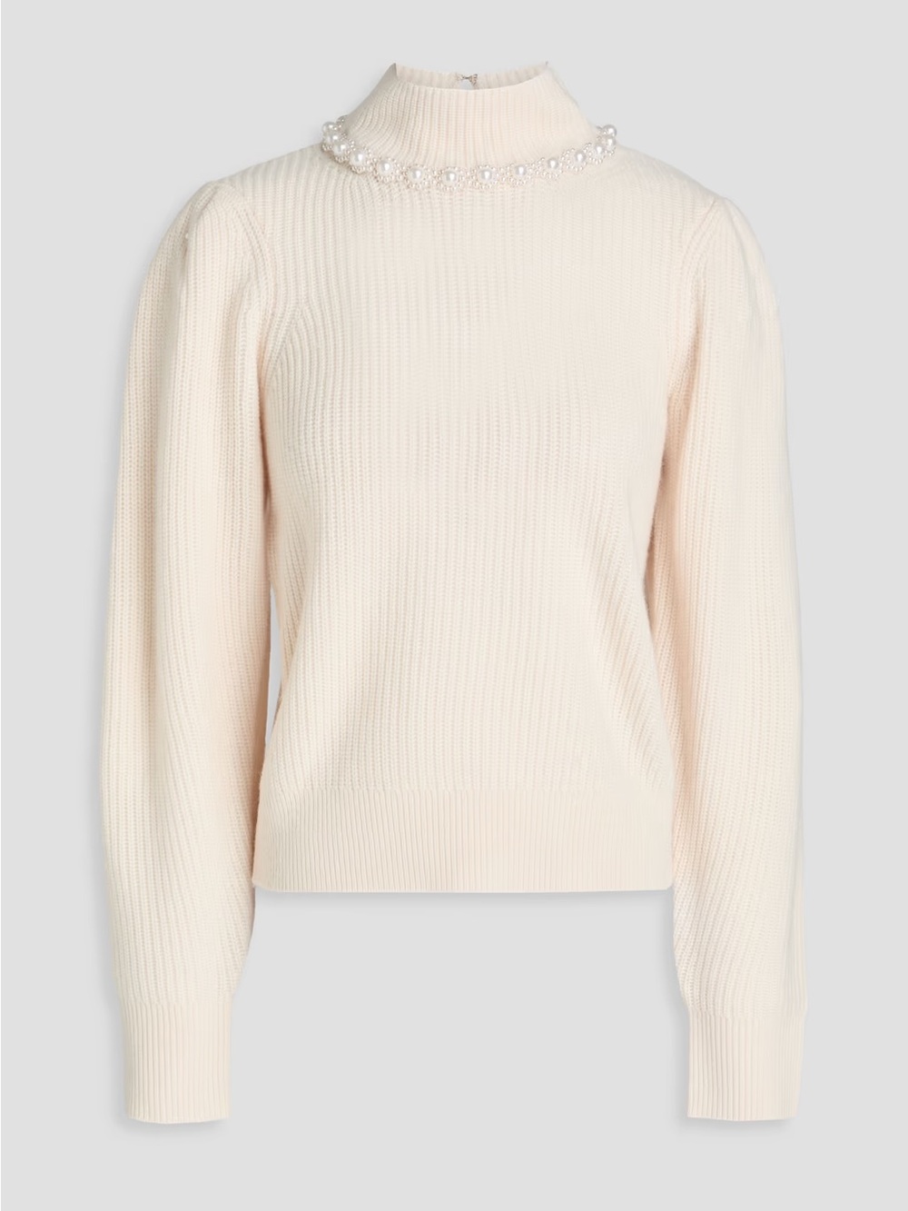 Sandro Lisa Beaded Mock-Neck Sweater In Ecru Color Sz2 Medium